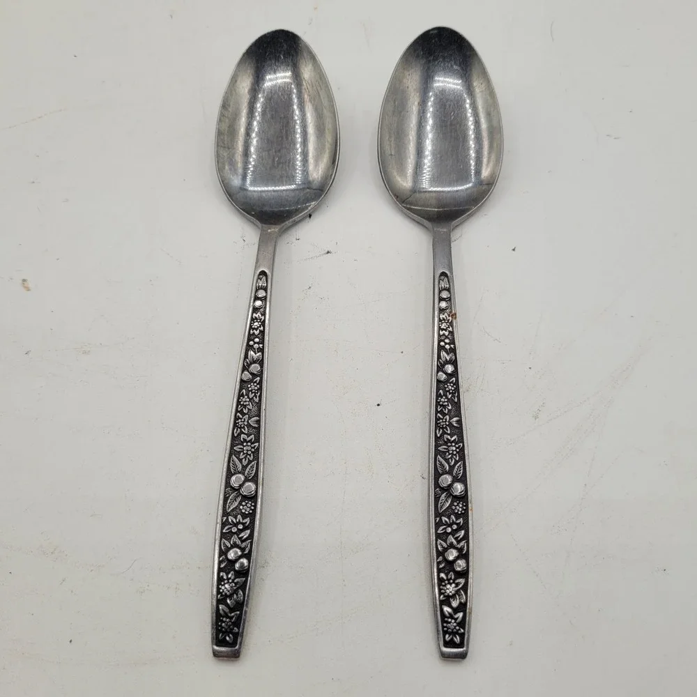 Vintage Pageant‎ Harvest Stainless Flatware MCM Lot of (2) Tablespoons.